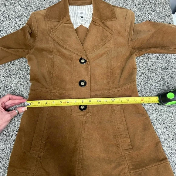 CABI Journey Tailored 3 Button Corduroy Jacket Caramel Brown Lagenlook Cabin XS - Picture 16 of 17